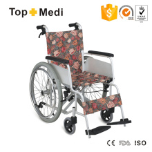Cadeira de rodas manual de alumínio leve estilo rural europeu com freio de mão